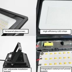 Pack de 10 Projecteurs LED Extérieur 150W Lumière Froide 6000K 15750lm IP65 Angle 120 Support Réglable Aluminium