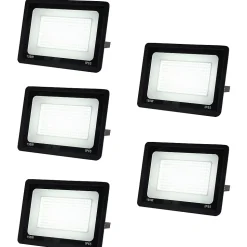 Pack de 5 Projecteurs LED Extérieur 150W Lumière Froide 6000K 15750lm IP65 Angle 120 Support Réglable Aluminium
