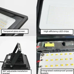 Pack de 10 Projecteurs LED Extérieur 150W Lumière Blanche Chaude 3000K 14250lm IP65 Support Réglable