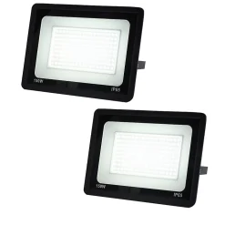 Pack de 2 Projecteurs LED Extérieur 150W Lumière Froide 6000K 15750lm IP65 Angle 120 Support Réglable Aluminium pour Gar