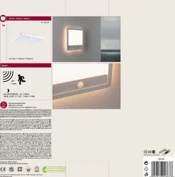 Panneau d'extérieur LED Lamina Backlight Détecteur de mouvement crépusculaire (IR) résistant à l'eau de mer IP44 carré 250x250mm 3