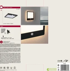 Panneau d'extérieur LED Lamina Backlight Détecteur de mouvement crépusculaire (IR) résistant à l'eau de mer IP44 carré 250x250mm 3