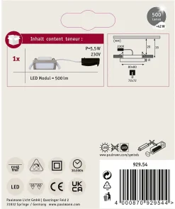 Panneau encastré LED Areo carré 80x80mm 5W 390lm 3000K Nickel mat