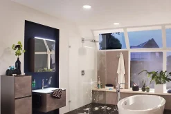 Panneau encastré LED Areo IP44 rond 180mm 11W 770lm 3000K Blanc dépoli gradable