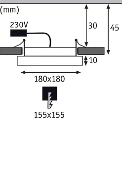 Panneau encastré LED Areo carré 180x180mm 11W 770lm 3000K Nickel mat