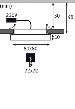Panneau encastré LED Areo carré 80x80mm 5W 390lm 3000K Blanc dépoli