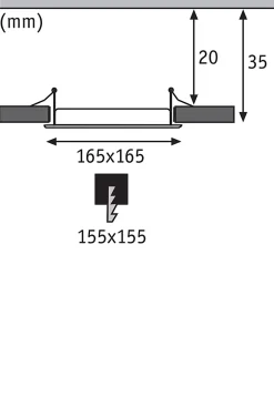 Panneau encastré LED IP44 carré 165x165mm 12W 850lm 4000K Chrome mat