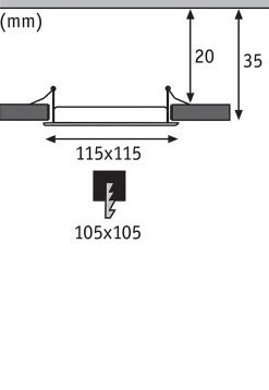 Panneau encastré LED IP44 carré 115x115mm 6W 390lm 4000K Chrome mat
