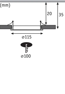 Panneau encastré LED IP44 rond 115mm 6W 390lm 4000K Chrome mat