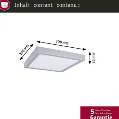 Panneau LED Abia 2 White Select Détecteur de mouvement crépusculaire (HF) carré 300x300mm 14W 900lm 2700 - 4000K Chrome mat