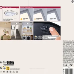 Panneau LED Abia 2 White Select Détecteur de mouvement crépusculaire (HF) carré 300x300mm 14W 900lm 2700 - 4000K Chrome mat