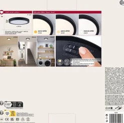 Panneau LED Abia 2 White Select Détecteur de mouvement crépusculaire (HF) rond 300mm 14W 1000lm 2700 - 4000K Noir