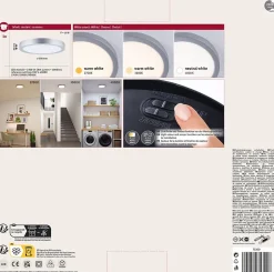 Panneau LED Abia 2 White Select Détecteur de mouvement crépusculaire (HF) rond 300mm 14W 1000lm 2700 - 4000K Chrome mat