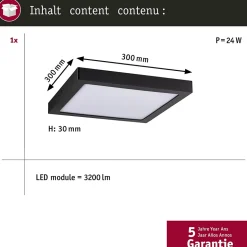 Panneau LED Abia carré 300x300mm 22W 2000lm 4000K Noir