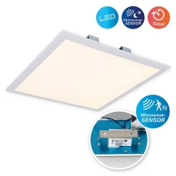 Panneau LED Alegre 45 cm detecteur nombreuses fonctions metal plastique LED integrees blanc chaud