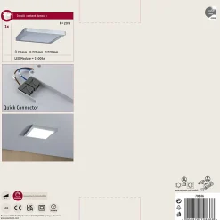 Panneau LED Atria carré 220x220mm 14W 1150lm 2700K Chrome mat gradable