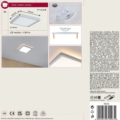 Panneau LED Atria Shine Backlight carré 190x190mm 11,2W 900lm 3000K Chrome mat