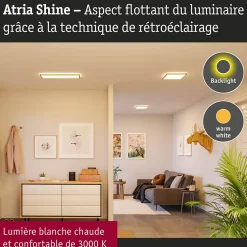 Panneau LED Atria Shine Backlight IP44 carré 293x293mm 16W 1600lm 3000K Esthétique bois