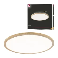 Panneau LED Atria Shine Backlight IP44 rond 420mm 22W 2300lm 3000K Esthétique bois