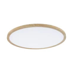 Panneau LED Atria Shine Backlight IP44 rond 420mm 22W 2300lm 3000K Esthétique bois