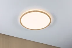 Panneau LED Atria Shine Backlight IP44 rond 420mm 22W 2300lm 3000K Esthétique bois