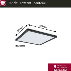 Panneau LED Atria Shine Backlight carré 293x293mm 16W 1600lm 3000K Noir