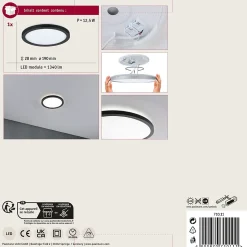 Panneau LED Atria Shine Backlight rond 190mm 11,2W 850lm 4000K Noir