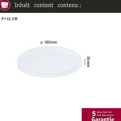 Panneau LED Atria Shine Backlight IP44 rond 190mm 11,2W 850lm 4000K Blanc