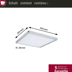 Panneau LED Atria Shine Backlight carré 293x293mm 16W 1600lm 3000K Chrome mat