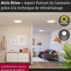 Panneau LED Atria Shine Backlight IP44 rond 420mm 22W 2300lm 4000K Esthétique bois