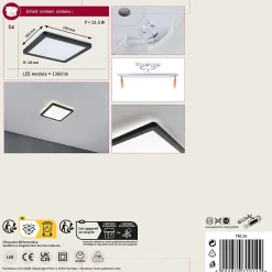 Panneau LED Atria Shine Backlight carré 190x190mm 11,2W 900lm 4000K Noir