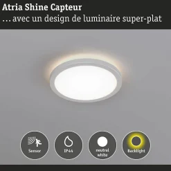 Panneau LED Atria Shine Backlight Détecteur de mouvement (HF) IP44 rond 190mm 11,2W 850lm 4000K Blanc