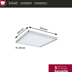 Panneau LED Atria Shine Backlight carré 293x293mm 16W 1600lm 4000K Chrome mat