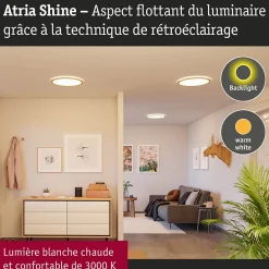 Panneau LED Atria Shine Backlight IP44 rond 293mm 16W 1600lm 3000K Esthétique bois