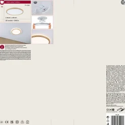 Panneau LED Atria Shine Backlight IP44 rond 293mm 16W 1600lm 3000K Esthétique bois