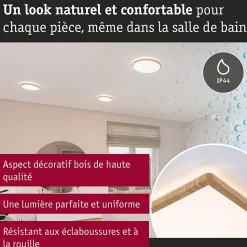 Panneau LED Atria Shine Backlight IP44 carré 580x200mm 22W 2300lm 3000K Esthétique bois