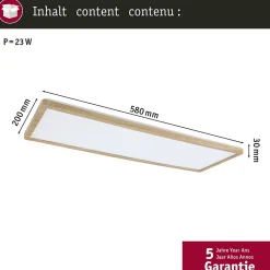 Panneau LED Atria Shine Backlight IP44 carré 580x200mm 22W 2300lm 3000K Esthétique bois