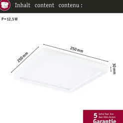 Panneau LED Atria Shine Backlight IP44 carré 190x190mm 11,2W 900lm 4000K Blanc