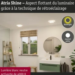 Panneau LED Atria Shine Backlight IP44 carré 190x190mm 11,2W 900lm 4000K Blanc