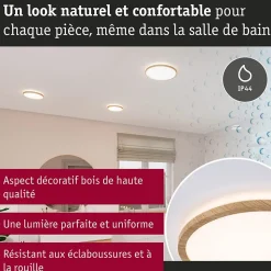 Panneau LED Atria Shine Backlight IP44 rond 293mm 16W 1600lm 4000K Esthétique bois