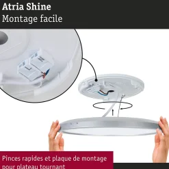 Panneau LED Atria Shine Backlight IP44 rond 293mm 16W 1600lm 4000K Esthétique bois