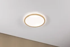 Panneau LED Atria Shine Backlight IP44 rond 293mm 16W 1600lm 4000K Esthétique bois