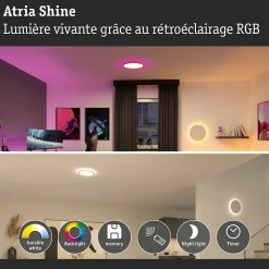 Panneau LED Atria Shine rond 290mm 19W / 2W 1500lm / 0lm RGB+ Blanc gradable