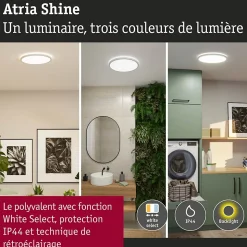 Panneau LED Atria Shine White Select IP44 rond 398mm 20,8W 2800lm 3000 - 6500K Blanc
