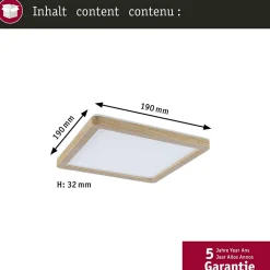 Panneau LED Atria Shine White Select IP44 carré 190x190mm 8W 1160lm 3000 - 6500K Esthétique bois