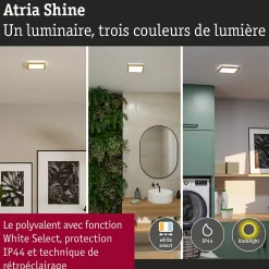 Panneau LED Atria Shine White Select IP44 carré 190x190mm 8W 1160lm 3000 - 6500K Esthétique bois