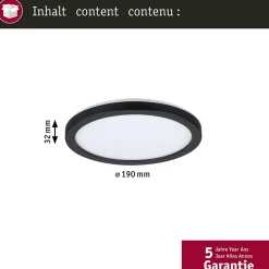 Panneau LED Atria Shine White Select IP44 rond 190mm 7,6W 1100lm 3000 - 6500K Noir