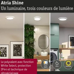 Panneau LED Atria Shine White Select IP44 rond 298mm 14,8W 2250lm 3000 - 6500K Blanc