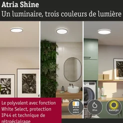 Panneau LED Atria Shine White Select IP44 rond 298mm 14,8W 2250lm 3000 - 6500K Chrome mat