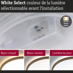 Panneau LED Atria Shine White Select IP44 rond 398mm 20,8W 2800lm 3000 - 6500K Esthétique bois